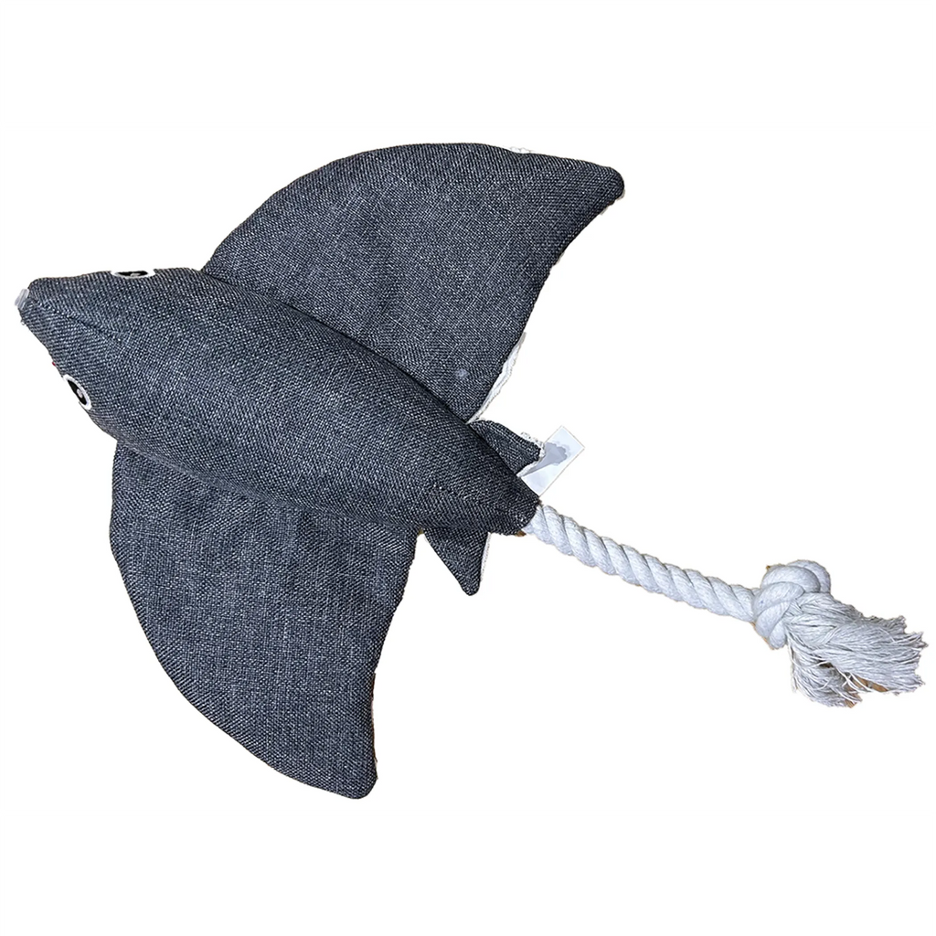 Manta Ray Plush Pet Toy with Rope Tail & Squeaker - view 4