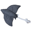 Manta Ray Plush Pet Toy with Rope Tail & Squeaker - view 4