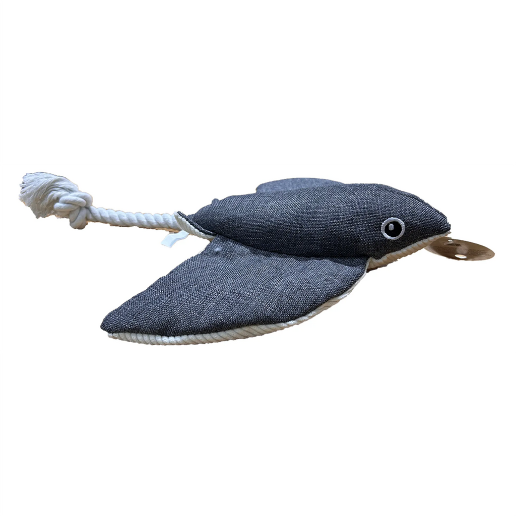 Manta Ray Plush Pet Toy with Rope Tail & Squeaker - view 3