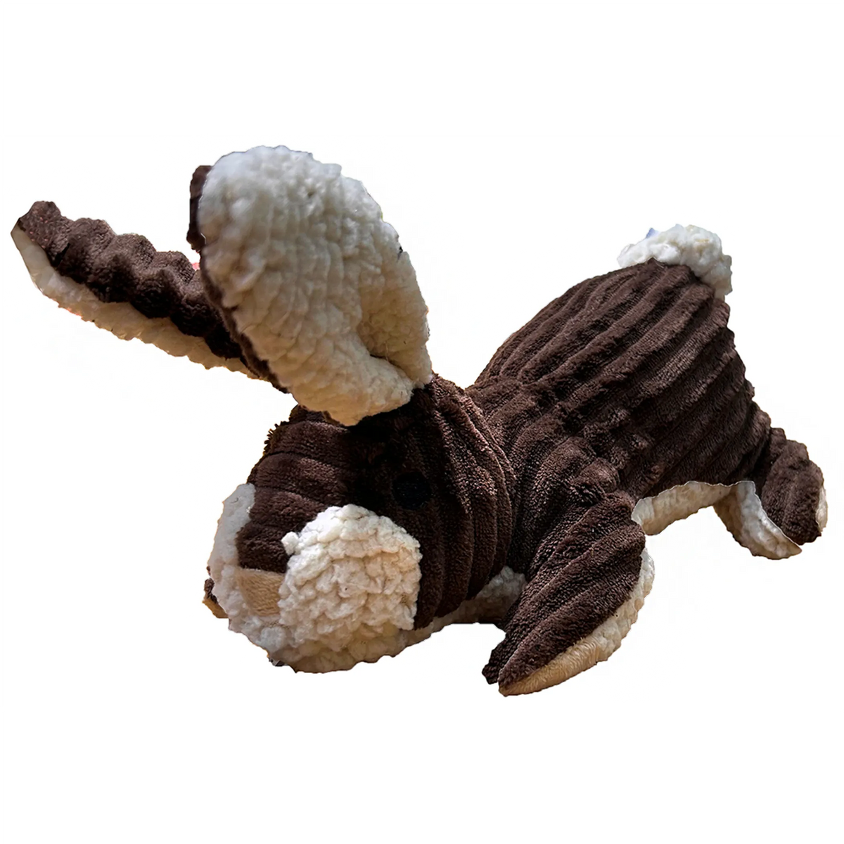 Brown Rabbit Textured Plush Small Dog Toy with Squeaker
