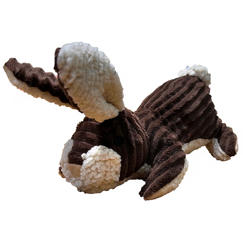Brown Rabbit Textured Plush Small Dog Toy with Squeaker
