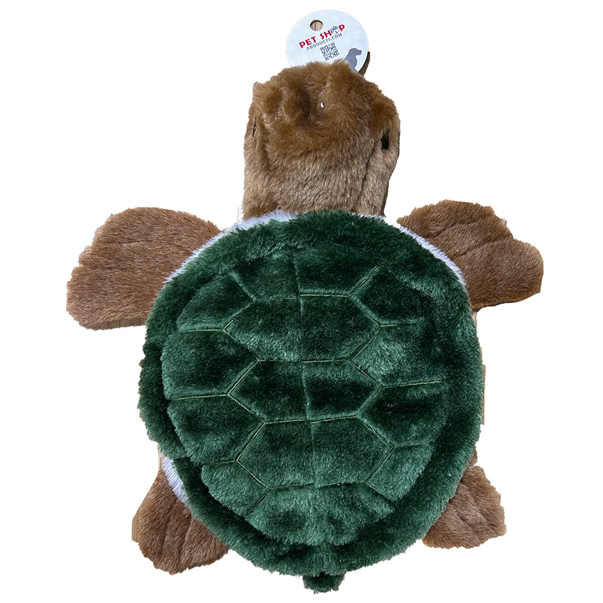 Turtle Plush Flattie Dog Toy with 4 Squeakers