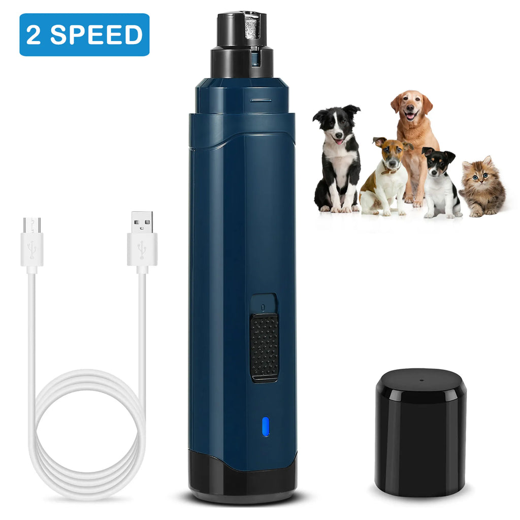 Dog nail grinder in use, grinding pet nail