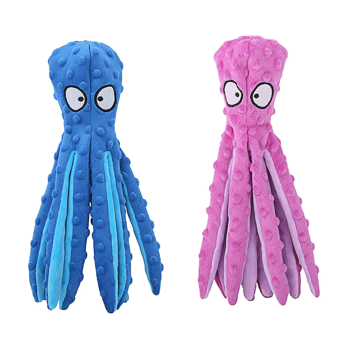 2Pcs Squeaky Dog Toys No Stuffing Crinkle Plush Octopus Dog Teething Toy