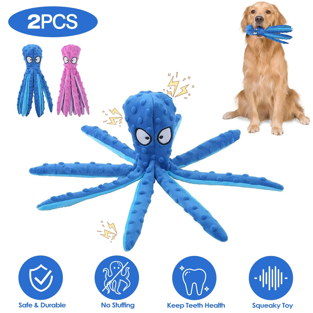 Octopus No-Stuffing Crinkle Squeaky Dog Toy (2-Pack) - view 3
