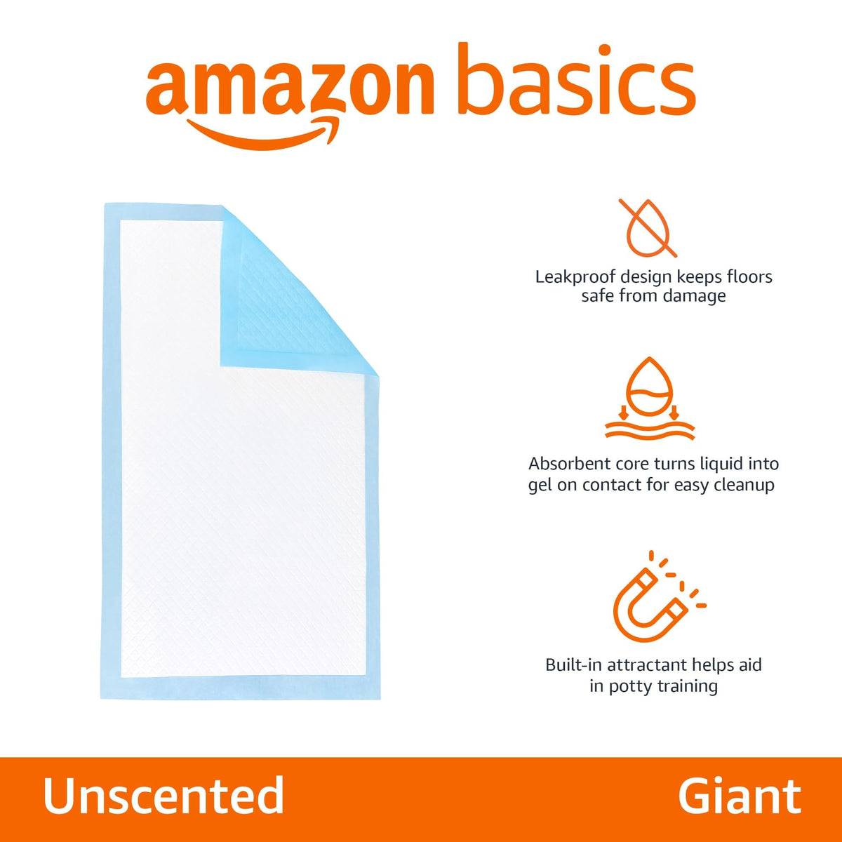 Amazon Basics Leak-Proof Puppy Training Pee Pads, 5-Layer Quick-Dry