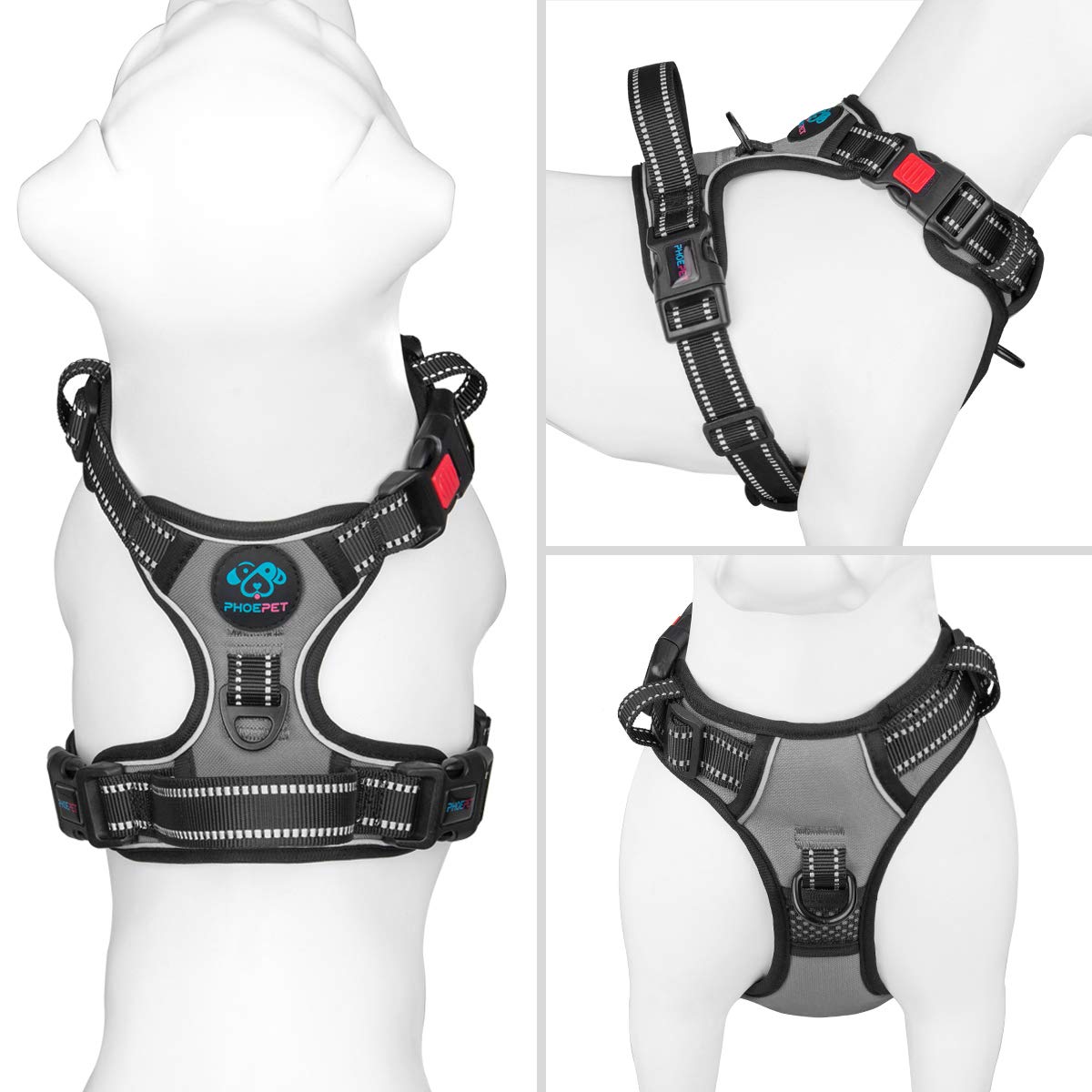 PHOEPET No-Pull Dog Harness – Reflective Front-Clip Vest with Handle