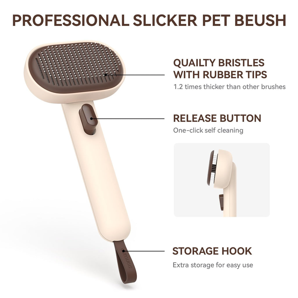 aumuca Cat and Dog Grooming Brush for Shedding, Removes Loose Fur from Long or Short Haired Pets - Ideal for Cats, Kittens, Rabbits, and More - Purple