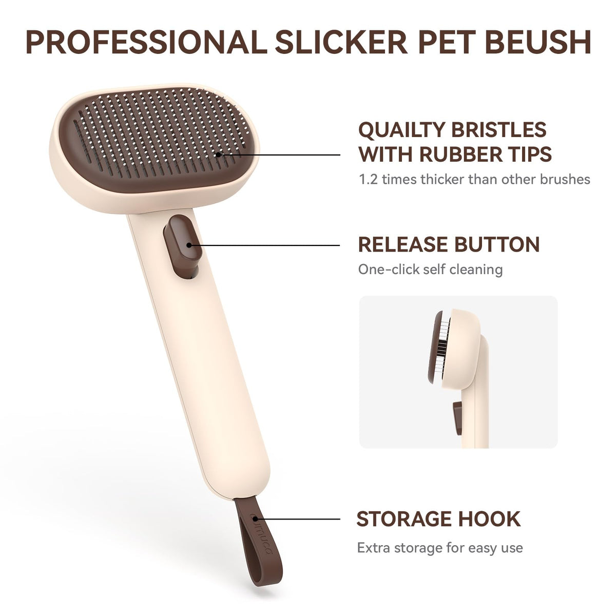aumuca Cat and Dog Grooming Brush for Shedding, Removes Loose Fur from Long or Short Haired Pets - Ideal for Cats, Kittens, Rabbits, and More - Purple