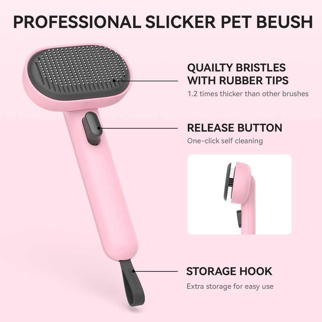 aumuca Cat and Dog Grooming Brush for Shedding, Removes Loose Fur from Long or Short Haired Pets - Ideal for Cats, Kittens, Rabbits, and More - Purple
