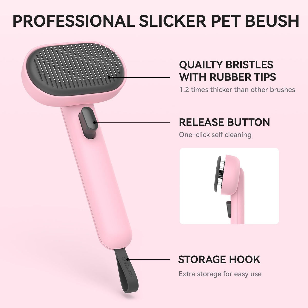 aumuca Cat and Dog Grooming Brush for Shedding, Removes Loose Fur from Long or Short Haired Pets - Ideal for Cats, Kittens, Rabbits, and More - Purple