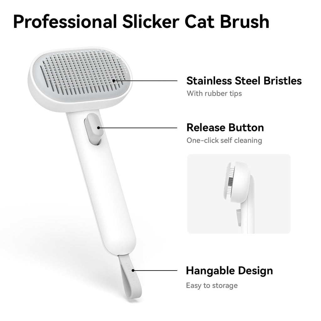 aumuca Cat and Dog Grooming Brush for Shedding, Removes Loose Fur from Long or Short Haired Pets - Ideal for Cats, Kittens, Rabbits, and More - Purple