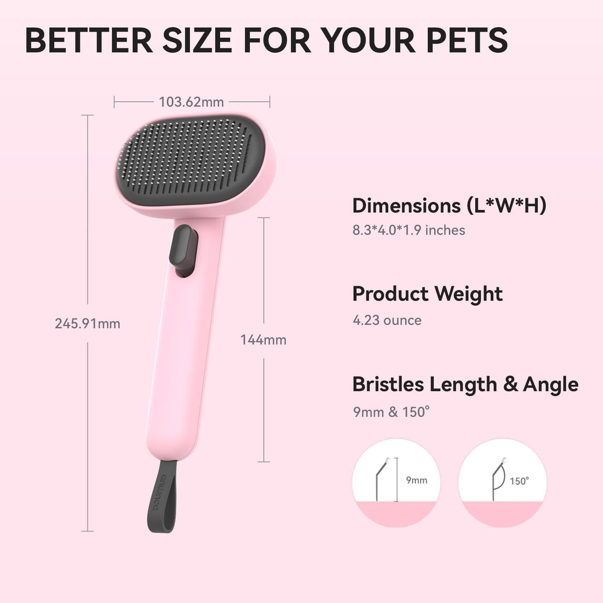 aumuca Cat and Dog Grooming Brush for Shedding, Removes Loose Fur from Long or Short Haired Pets - Ideal for Cats, Kittens, Rabbits, and More - Purple