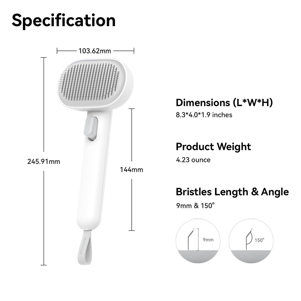 aumuca Cat and Dog Grooming Brush for Shedding, Removes Loose Fur from Long or Short Haired Pets - Ideal for Cats, Kittens, Rabbits, and More - Purple