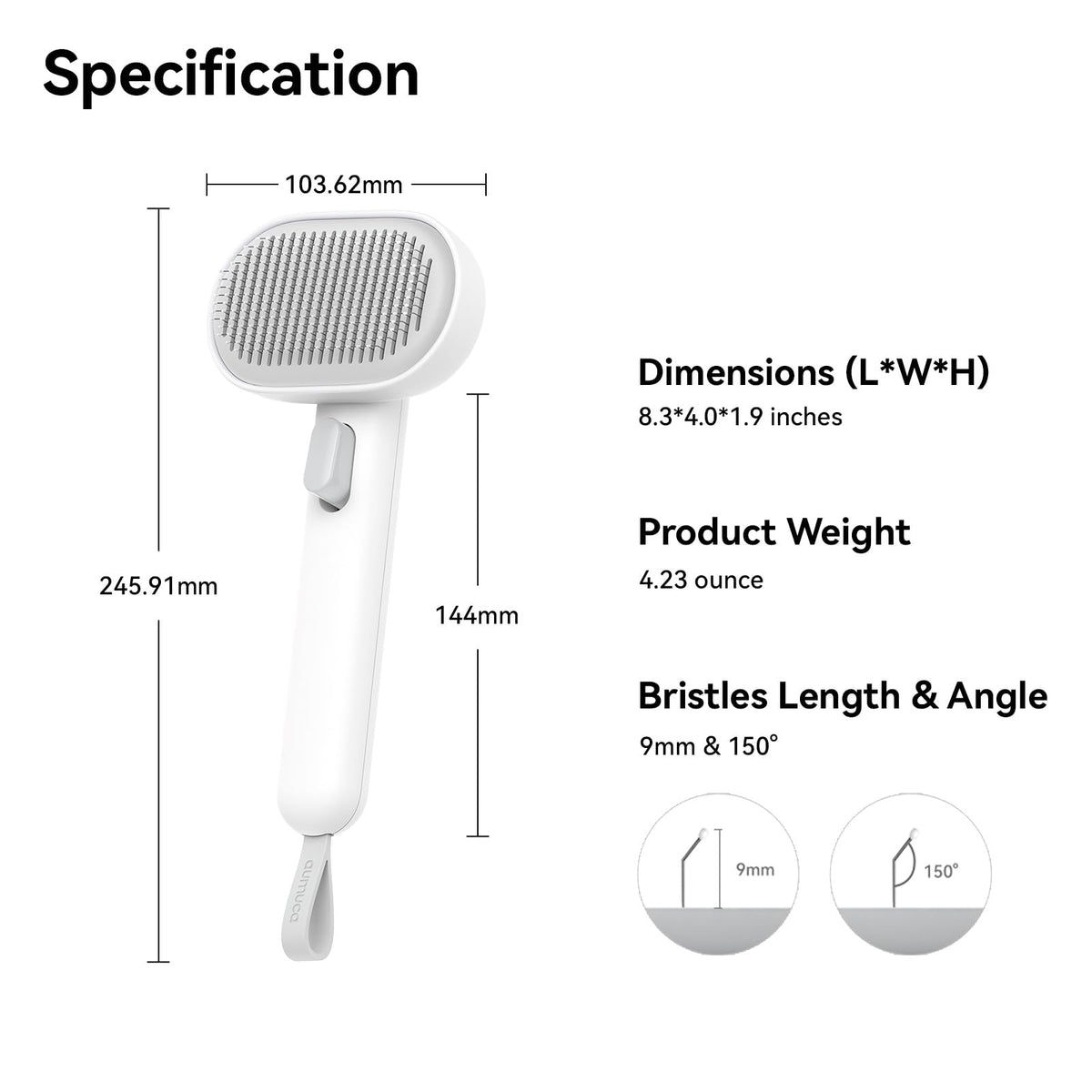 aumuca Cat and Dog Grooming Brush for Shedding, Removes Loose Fur from Long or Short Haired Pets - Ideal for Cats, Kittens, Rabbits, and More - Purple
