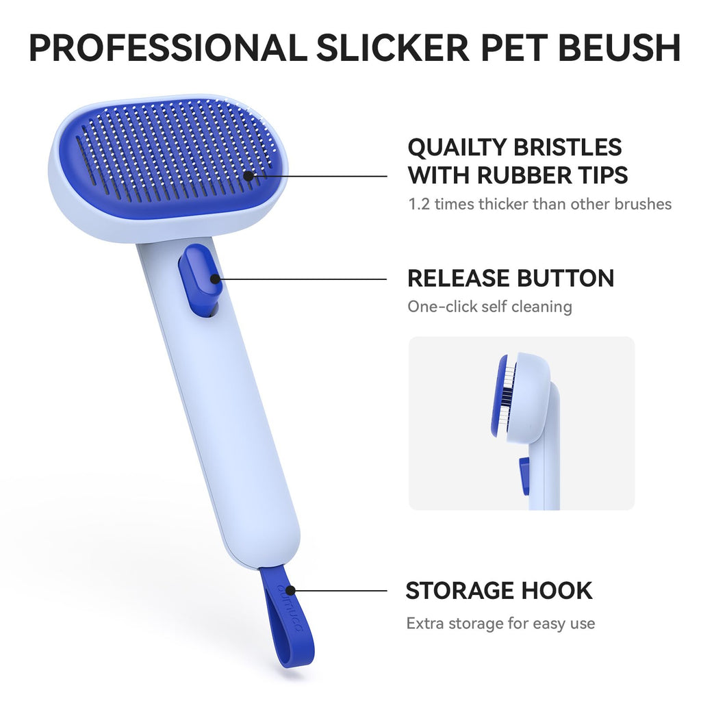 aumuca Cat and Dog Grooming Brush for Shedding, Removes Loose Fur from Long or Short Haired Pets - Ideal for Cats, Kittens, Rabbits, and More - Purple