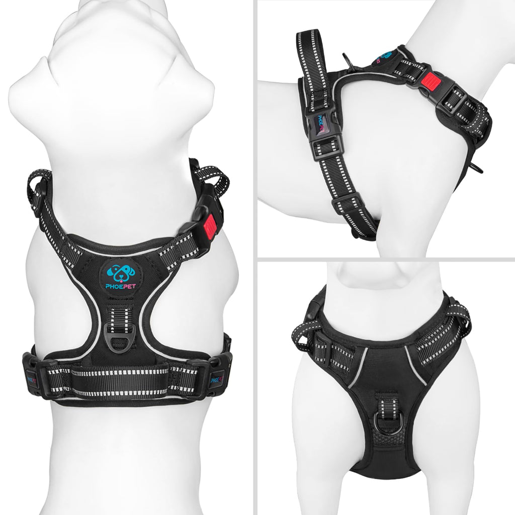 PHOEPET No-Pull Dog Harness – Reflective Front-Clip Vest with Handle