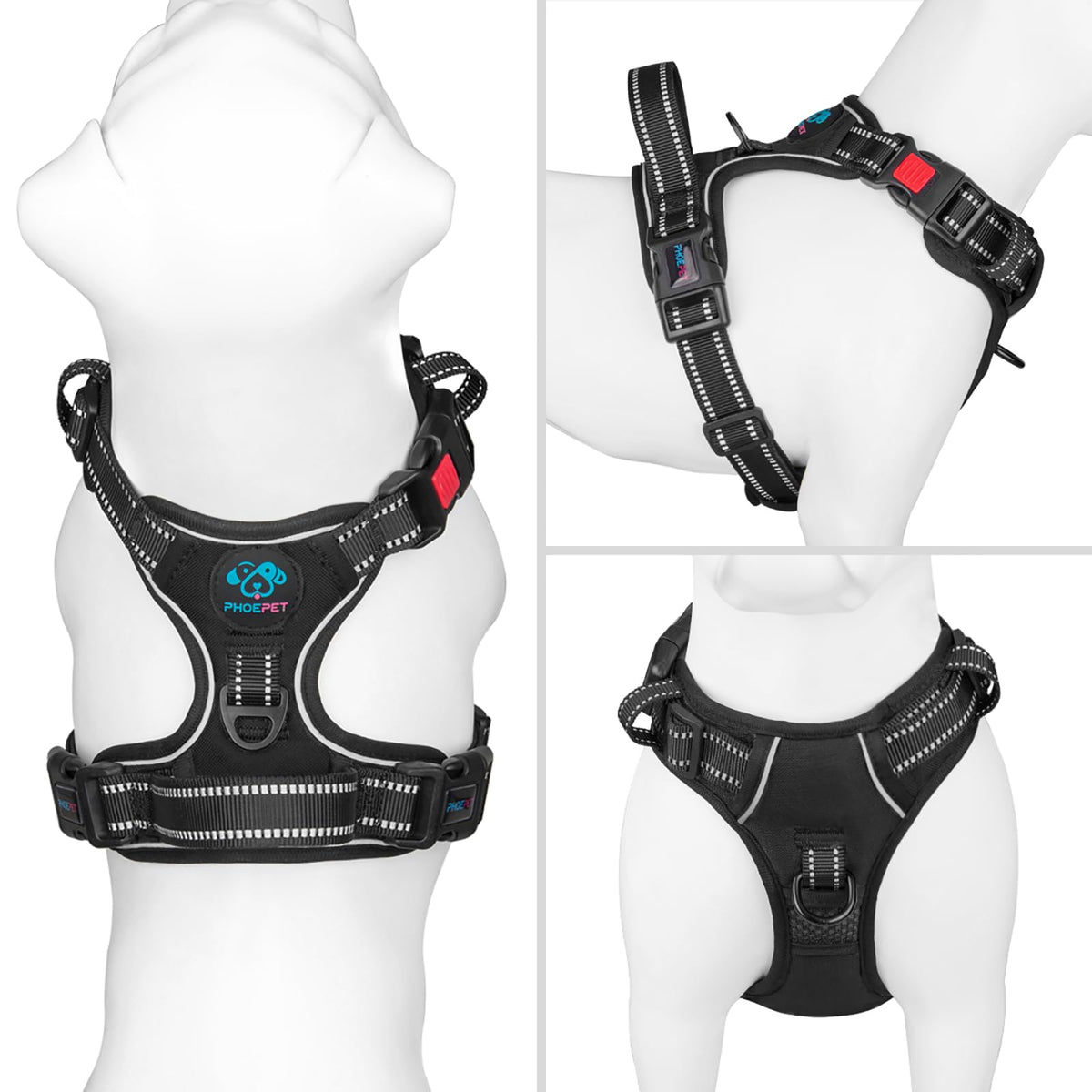 PHOEPET No-Pull Dog Harness – Reflective Front-Clip Vest with Handle