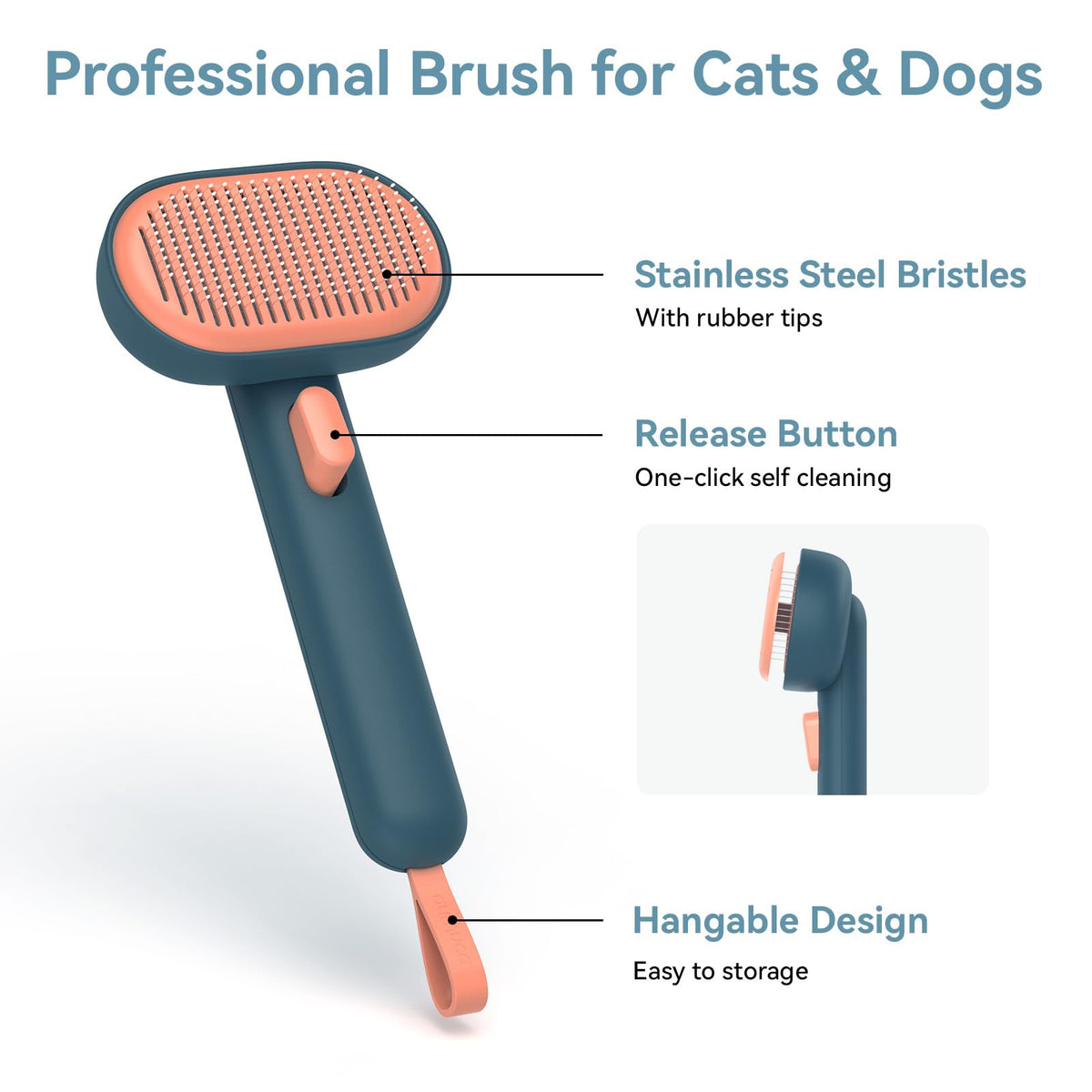 aumuca Cat and Dog Grooming Brush for Shedding, Removes Loose Fur from Long or Short Haired Pets - Ideal for Cats, Kittens, Rabbits, and More - Purple