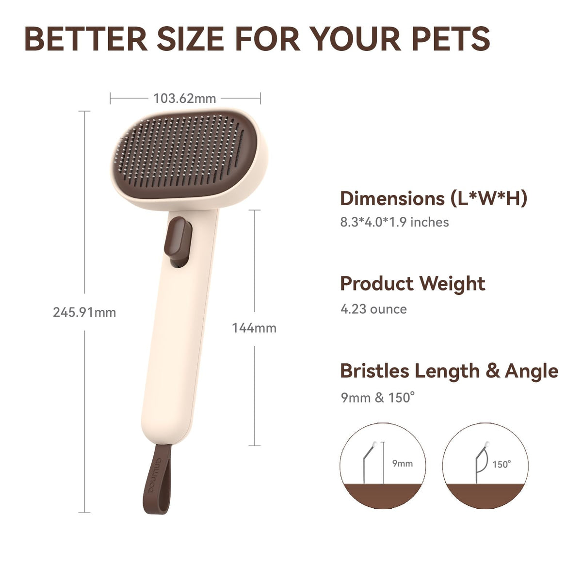 aumuca Cat and Dog Grooming Brush for Shedding, Removes Loose Fur from Long or Short Haired Pets - Ideal for Cats, Kittens, Rabbits, and More - Purple