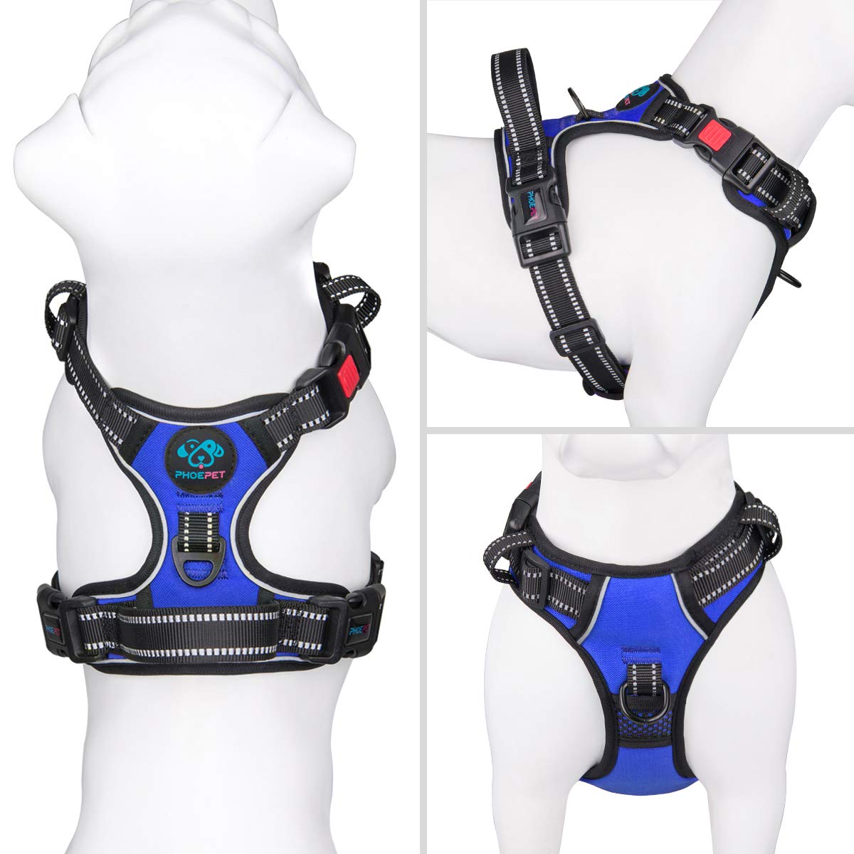 PHOEPET No-Pull Dog Harness – Reflective Front-Clip Vest with Handle