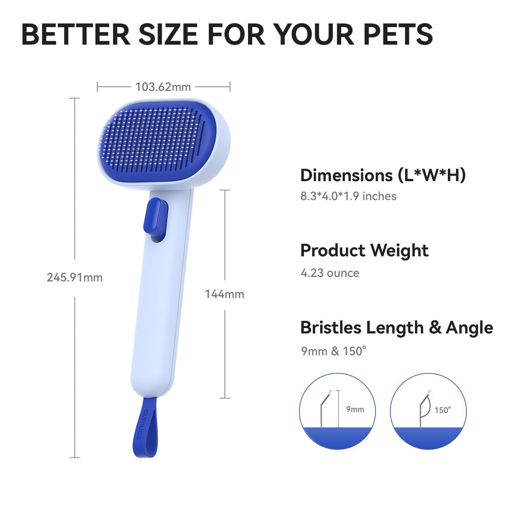aumuca Cat and Dog Grooming Brush for Shedding, Removes Loose Fur from Long or Short Haired Pets - Ideal for Cats, Kittens, Rabbits, and More - Purple