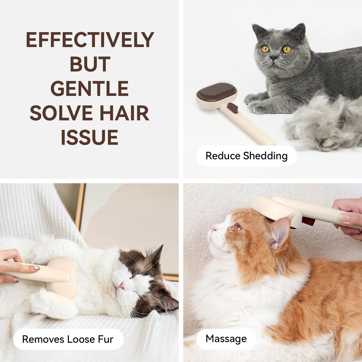 aumuca Cat and Dog Grooming Brush for Shedding, Removes Loose Fur from Long or Short Haired Pets - Ideal for Cats, Kittens, Rabbits, and More - Purple