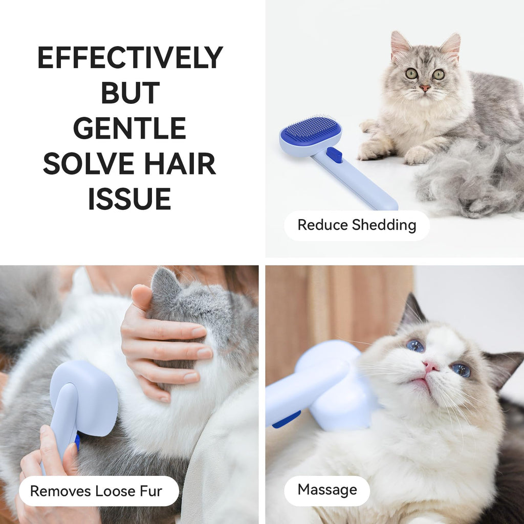 aumuca Cat and Dog Grooming Brush for Shedding, Removes Loose Fur from Long or Short Haired Pets - Ideal for Cats, Kittens, Rabbits, and More - Purple