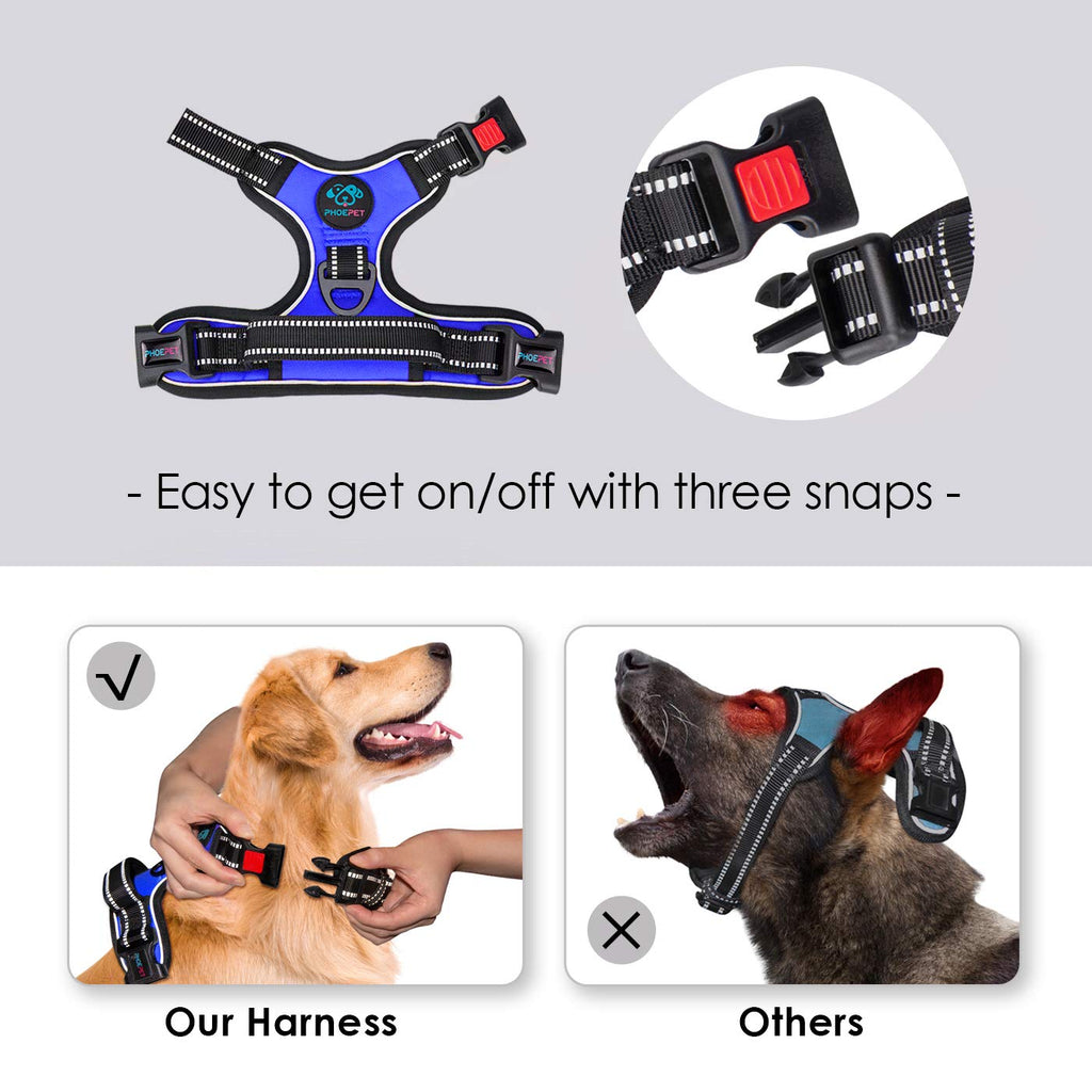 PHOEPET No-Pull Dog Harness – Reflective Front-Clip Vest with Handle