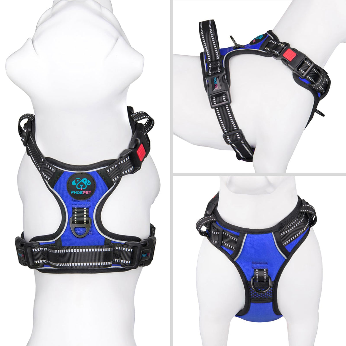 PHOEPET No-Pull Dog Harness – Reflective Front-Clip Vest with Handle