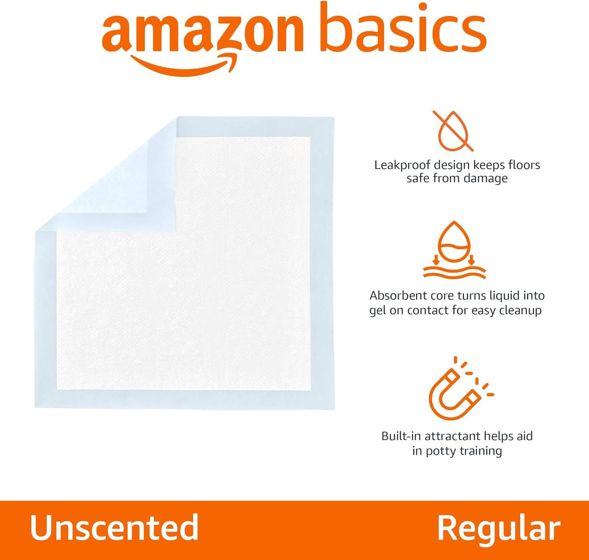Amazon Basics Leak-Proof Puppy Training Pee Pads, 5-Layer Quick-Dry