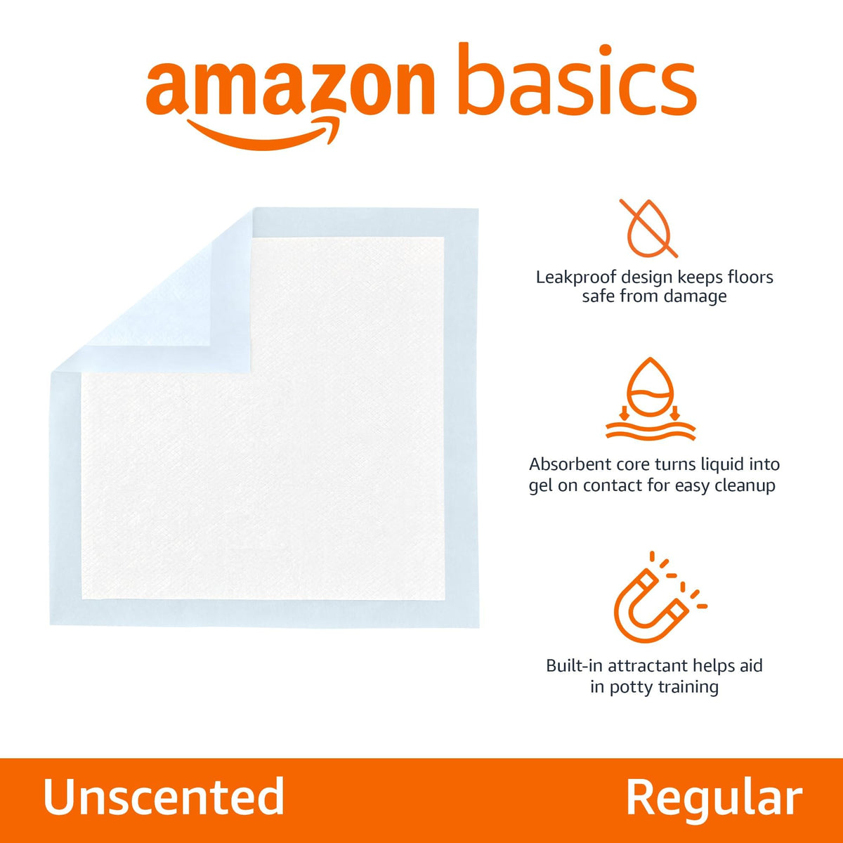 Amazon Basics Leak-Proof Puppy Training Pee Pads, 5-Layer Quick-Dry