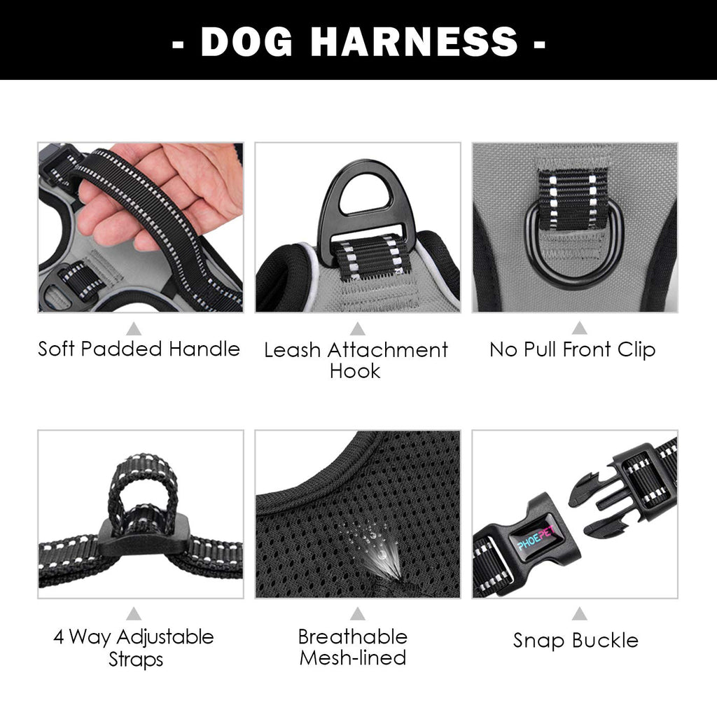 PHOEPET No-Pull Dog Harness – Reflective Front-Clip Vest with Handle