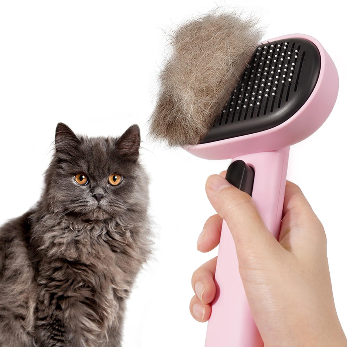 aumuca Cat and Dog Grooming Brush for Shedding, Removes Loose Fur from Long or Short Haired Pets - Ideal for Cats, Kittens, Rabbits, and More - Purple