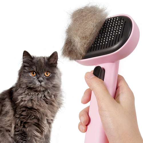 aumuca Cat and Dog Grooming Brush for Shedding, Removes Loose Fur from Long or Short Haired Pets - Ideal for Cats, Kittens, Rabbits, and More - Purple