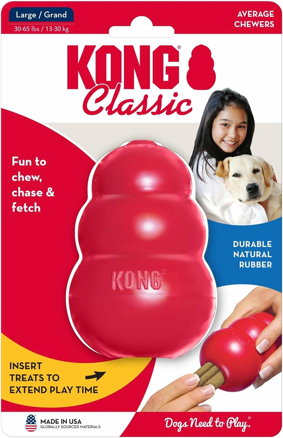 KONG Classic Stuffable Dog Toy, Natural Rubber