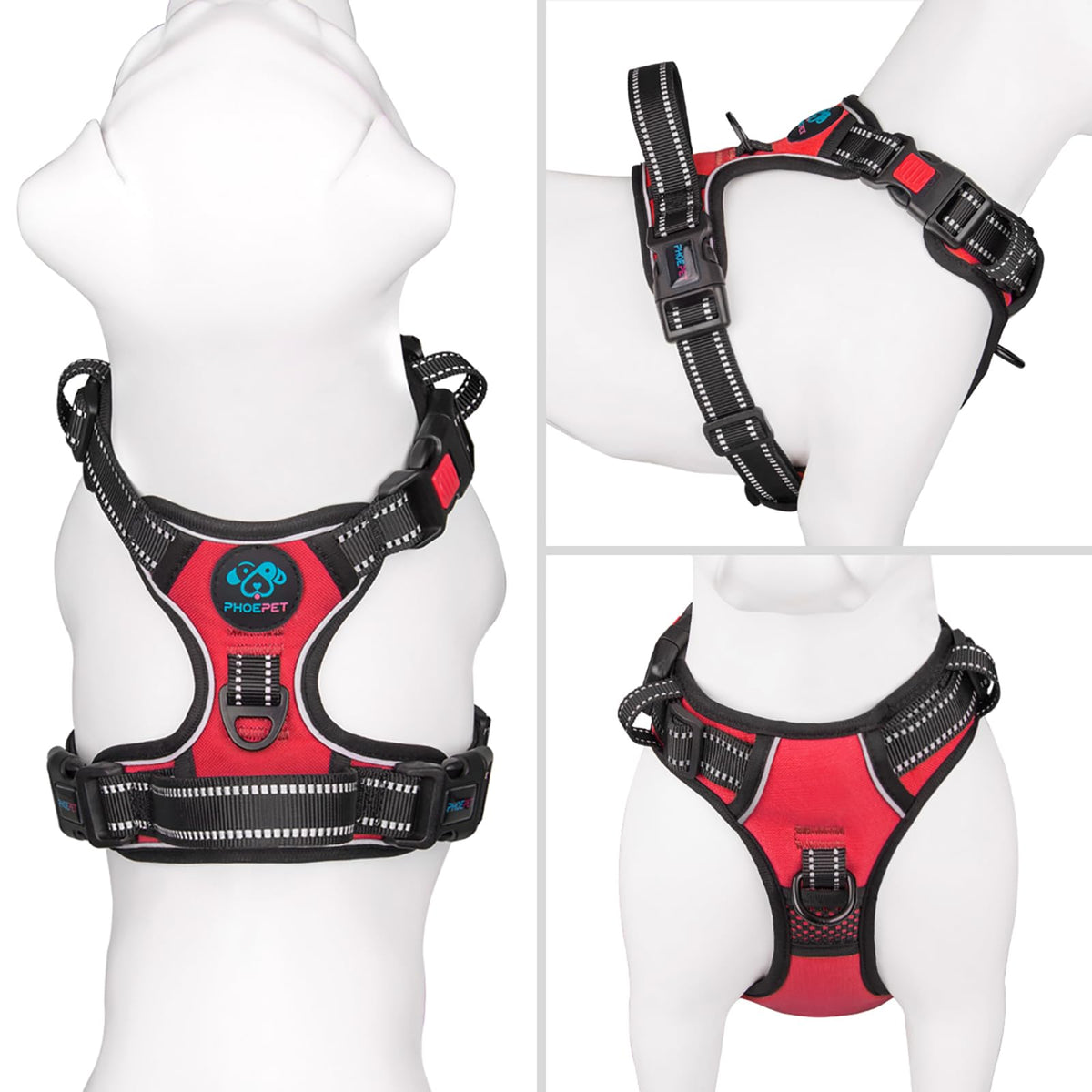 PHOEPET No-Pull Dog Harness – Reflective Front-Clip Vest with Handle