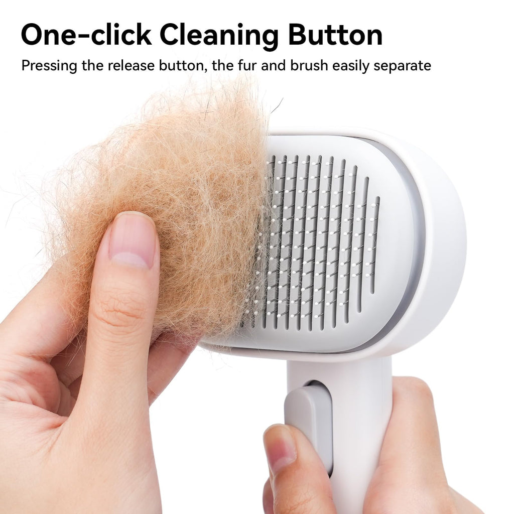 aumuca Cat and Dog Grooming Brush for Shedding, Removes Loose Fur from Long or Short Haired Pets - Ideal for Cats, Kittens, Rabbits, and More - Purple