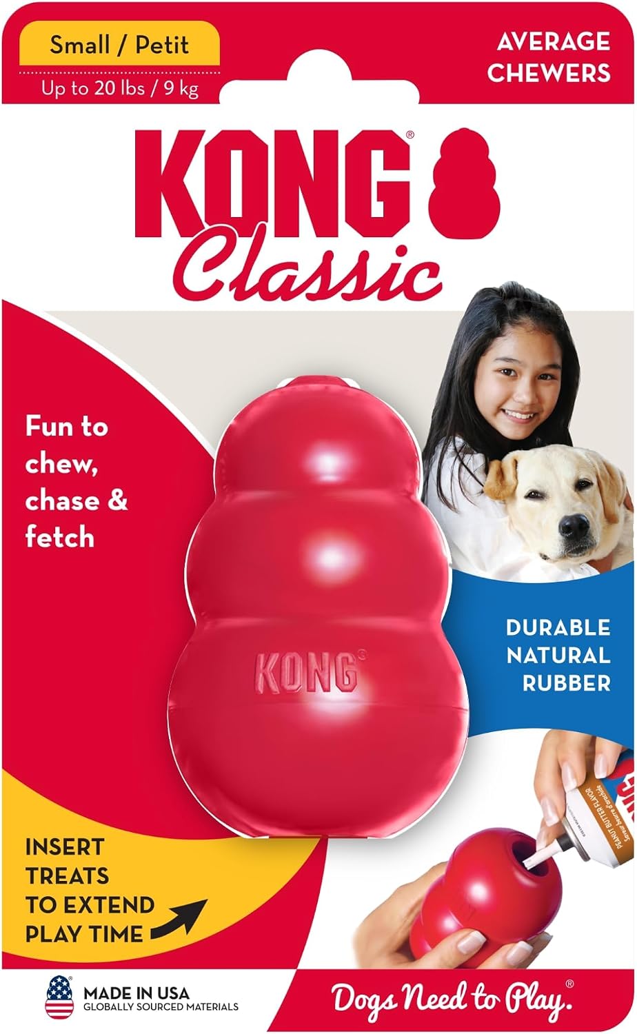 KONG Classic Stuffable Dog Toy, Natural Rubber