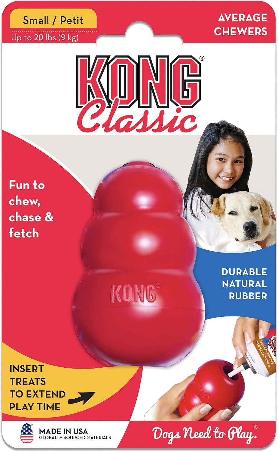 KONG Classic Stuffable Dog Toy, Natural Rubber