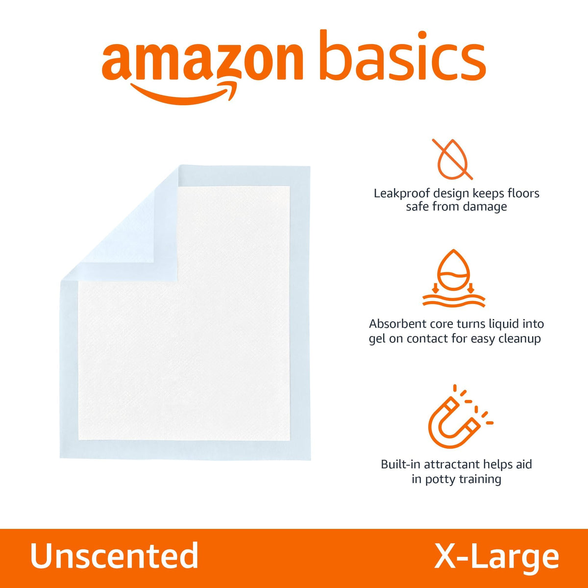 Amazon Basics Leak-Proof Puppy Training Pee Pads, 5-Layer Quick-Dry