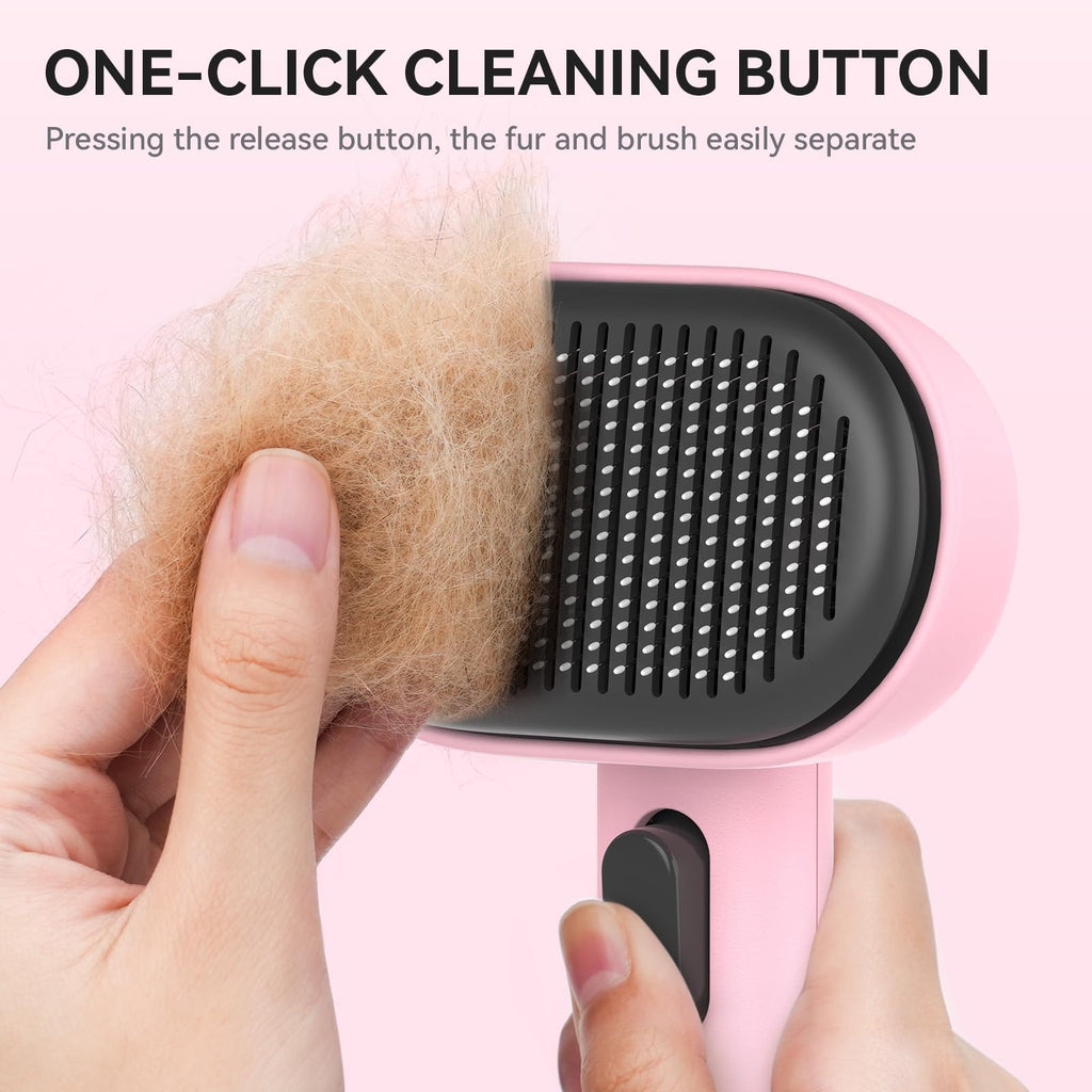 aumuca Cat and Dog Grooming Brush for Shedding, Removes Loose Fur from Long or Short Haired Pets - Ideal for Cats, Kittens, Rabbits, and More - Purple