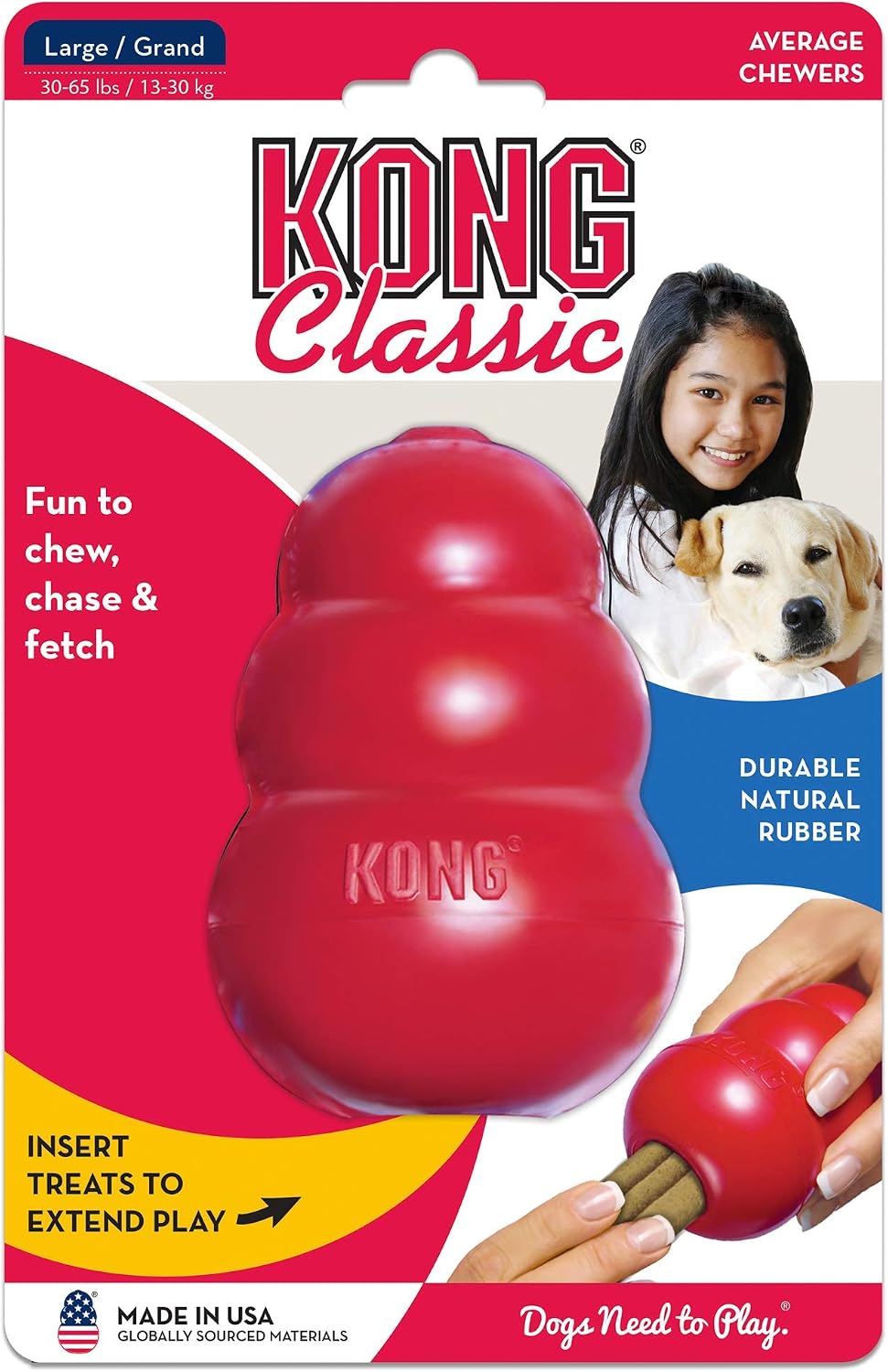 KONG Classic Stuffable Dog Toy, Natural Rubber