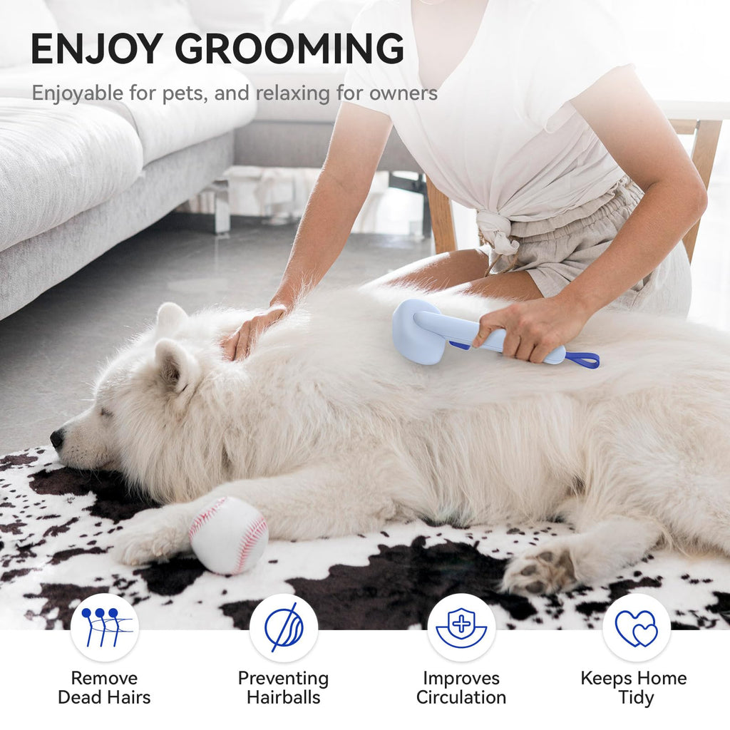 aumuca Cat and Dog Grooming Brush for Shedding, Removes Loose Fur from Long or Short Haired Pets - Ideal for Cats, Kittens, Rabbits, and More - Purple