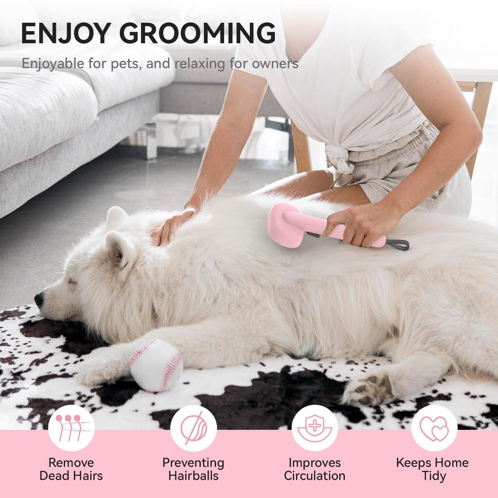 aumuca Cat and Dog Grooming Brush for Shedding, Removes Loose Fur from Long or Short Haired Pets - Ideal for Cats, Kittens, Rabbits, and More - Purple