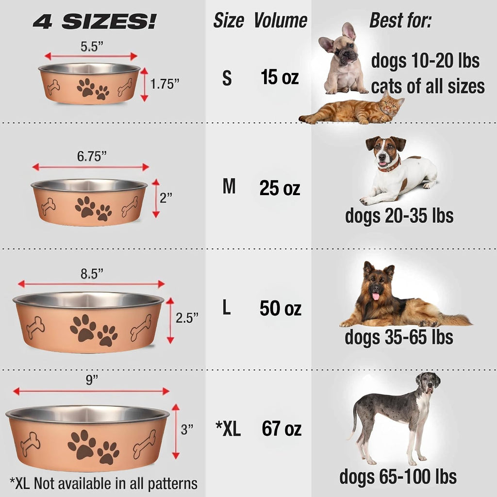 Loving Pets Bella Bowl, Stainless Steel Dog & Cat Bowl