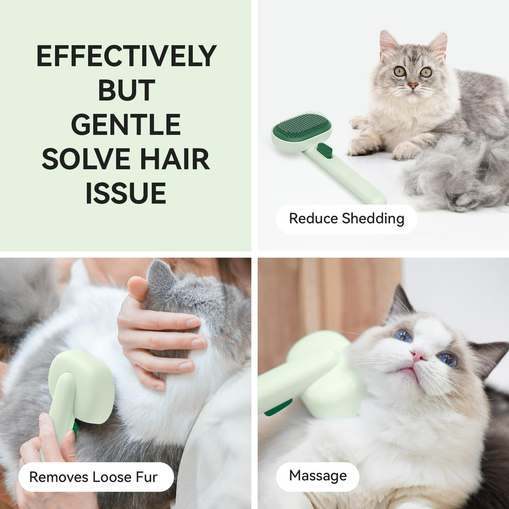 aumuca Cat and Dog Grooming Brush for Shedding, Removes Loose Fur from Long or Short Haired Pets - Ideal for Cats, Kittens, Rabbits, and More - Purple
