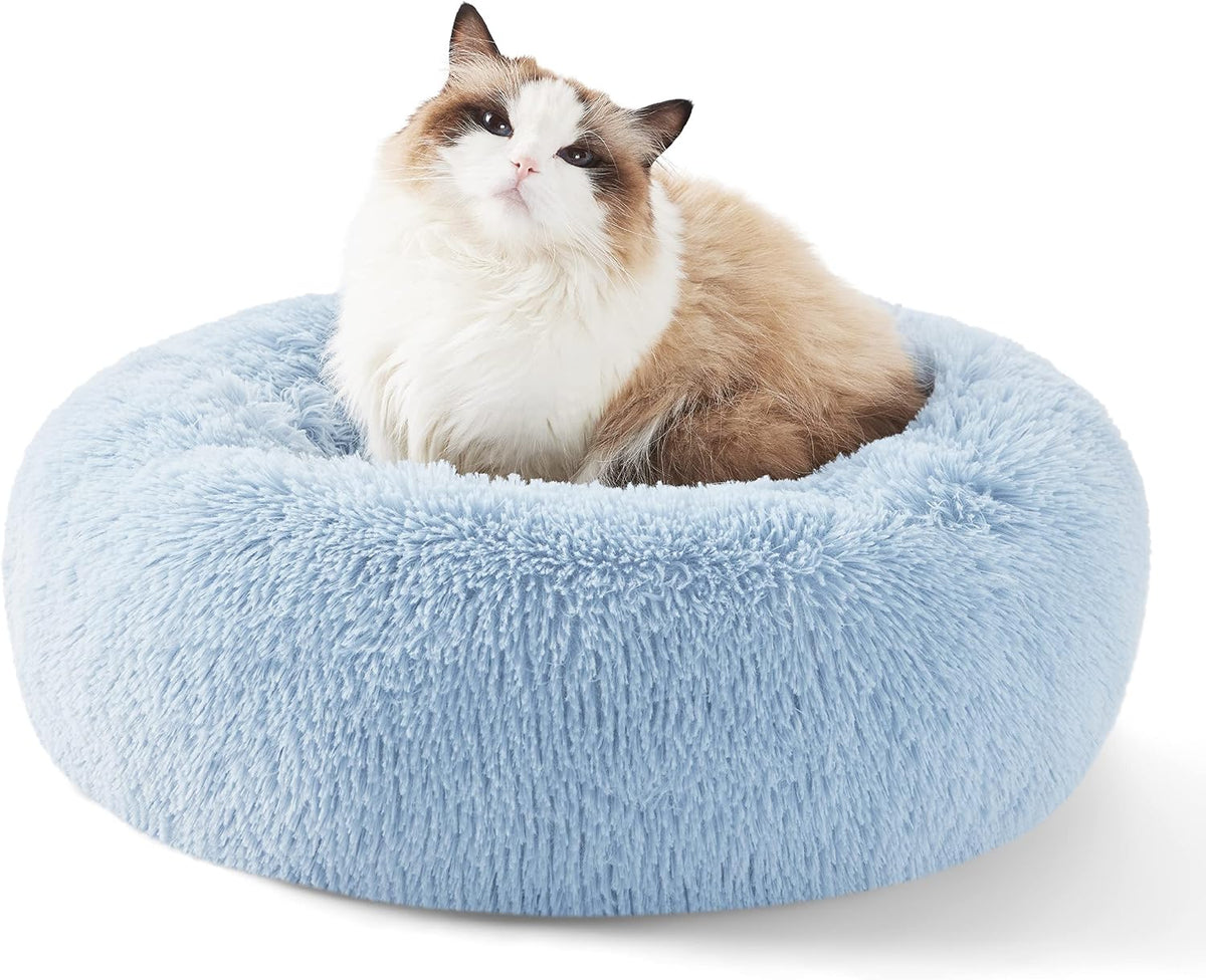 Bedsure Calming Donut Dog Bed, Faux Fur