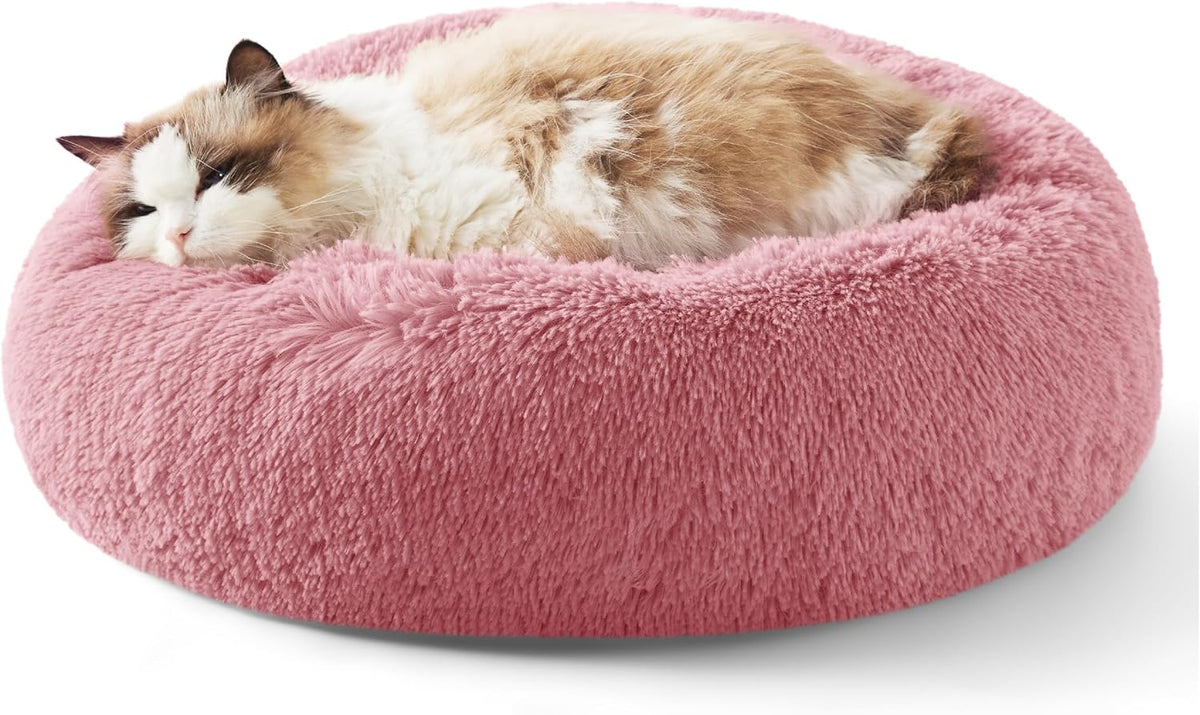 Bedsure Calming Donut Dog Bed, Faux Fur