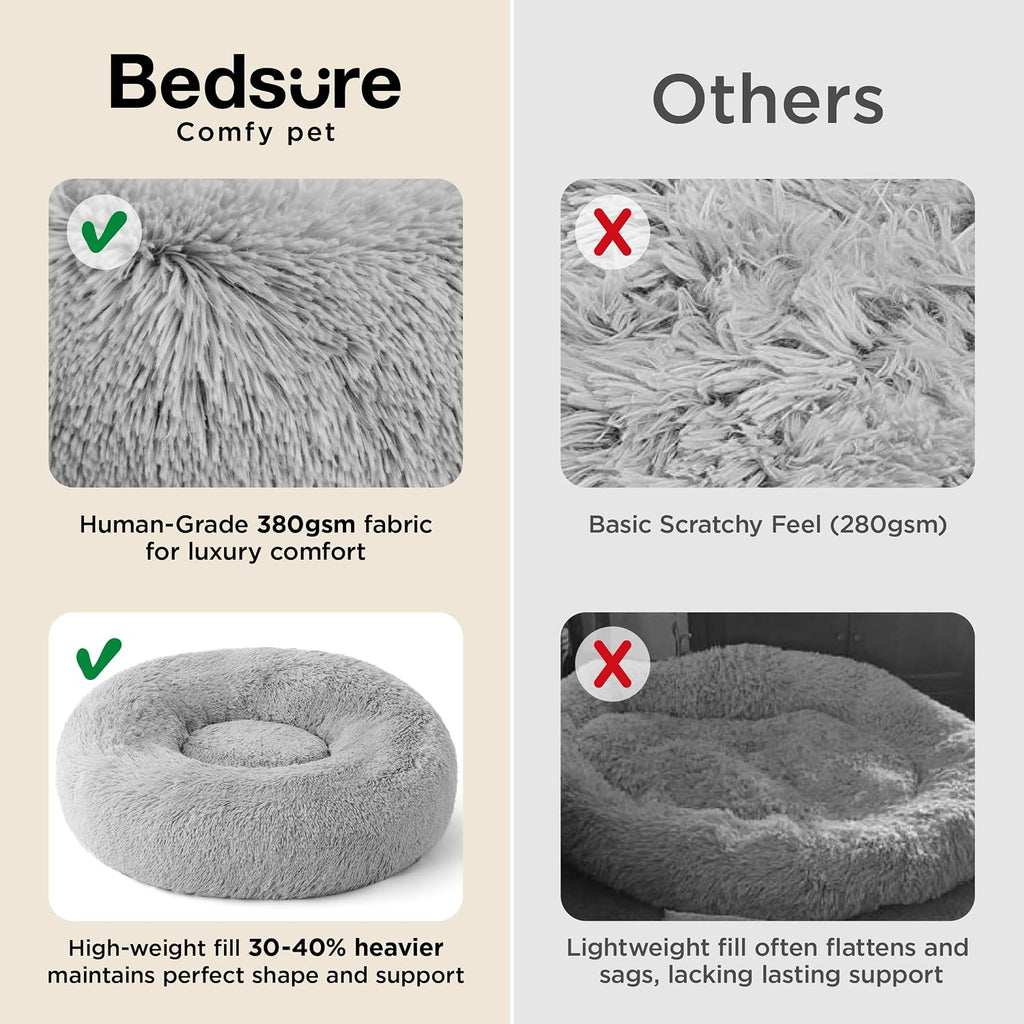Bedsure Calming Donut Dog Bed, Faux Fur